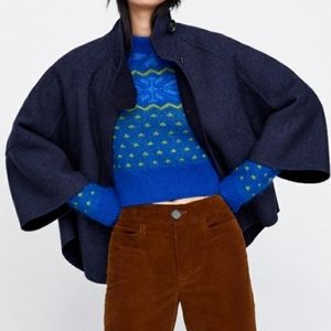 Zara Denim Cape Coat NWT